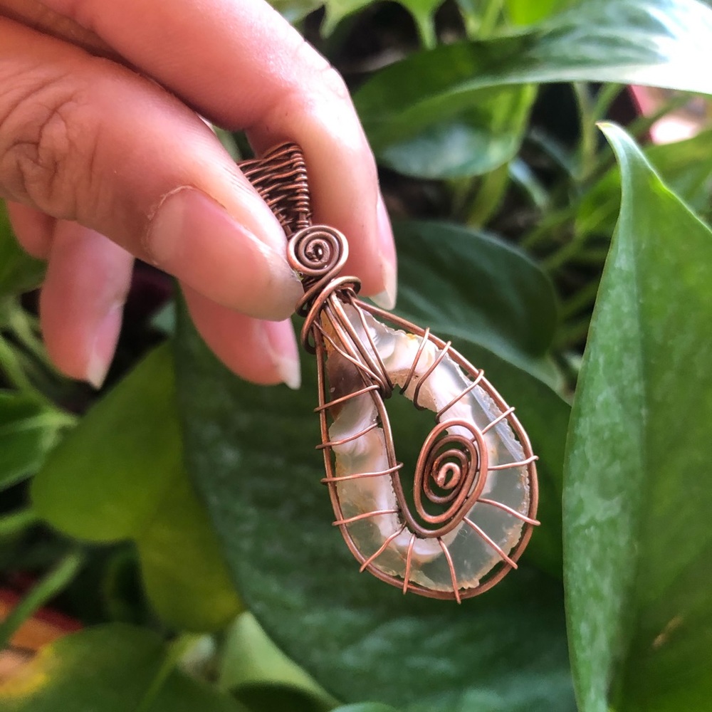 handmade wire wrapped agate geode slice!!